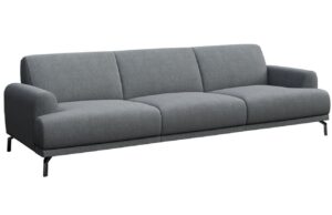 Světle &scaron;ed&aacute; tř&iacute;m&iacute;stn&aacute; l&aacute;tkov&aacute; pohovka MESONICA Puzo 240 cm s černou podnož&iacute;