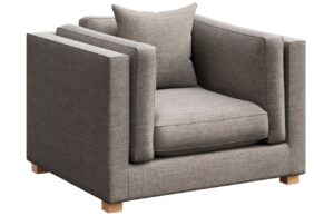 Světle &scaron;ed&eacute; čalouněn&eacute; křeslo Ame Yens Pomo