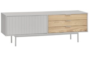 Světle &scaron;ed&yacute; lakovan&yacute; TV stolek Teulat Sierra 140 x 40 cm