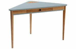 Světle &scaron;ed&yacute; lakovan&yacute; rohov&yacute; pracovn&iacute; stůl RAGABA ASHME 114 x 61 cm