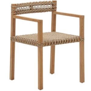 Teakov&aacute; zahradn&iacute; židle Kave Home Giverola s v&yacute;pletem