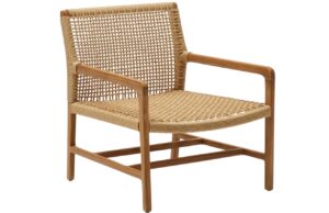 Teakov&eacute; zahradn&iacute; křeslo Kave Home Sabolla s v&yacute;pletem