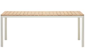 Teakov&yacute; zahradn&iacute; j&iacute;deln&iacute; stůl Kave Home Bona s b&iacute;lou podnož&iacute; 200 x 100 cm
