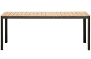 Teakov&yacute; zahradn&iacute; j&iacute;deln&iacute; stůl Kave Home Bona s černou podnož&iacute; 200 x 100 cm