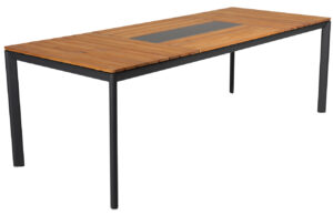 Teakov&yacute; zahradn&iacute; j&iacute;deln&iacute; stůl No.101 Mindo 222 x 90 cm s černou podnož&iacute;