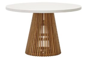 Teakov&yacute; zahradn&iacute; stůl s b&iacute;lou deskou Kave Home Alcaufar 120 cm