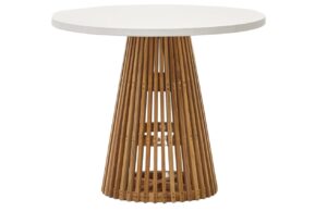 Teakov&yacute; zahradn&iacute; stůl s b&iacute;lou deskou Kave Home Alcaufar 90 cm