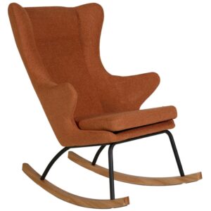 Terakotově červen&eacute; čalouněn&eacute; houpac&iacute; křeslo Quax De Luxe