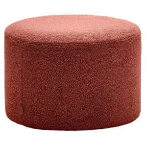 Terakotově červen&yacute; boucl&eacute; taburet Kave Home Kaeli 60 cm