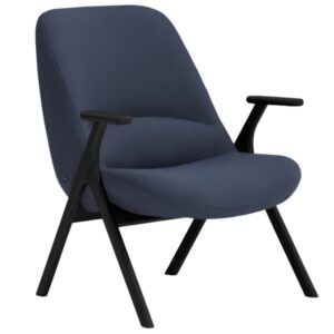 Teulat N&iacute;zk&eacute; modr&eacute; křeslo Dins s černou dřevěnou podnož&iacute;