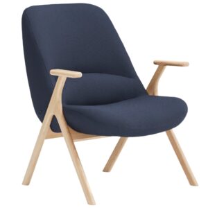 Teulat N&iacute;zk&eacute; modr&eacute; křeslo Dins s dřevěnou podnož&iacute;