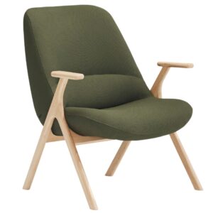 Teulat N&iacute;zk&eacute; zelen&eacute; křeslo Dins s dřevěnou podnož&iacute;