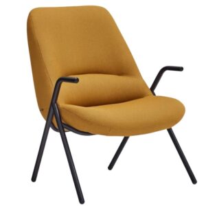 Teulat N&iacute;zk&eacute; žlut&eacute; křeslo Dins s kovovou podnož&iacute;