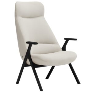 Teulat Vysok&eacute; b&iacute;l&eacute; křeslo Dins s černou dřevěnou podnož&iacute;