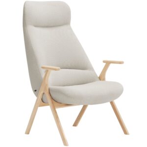 Teulat Vysok&eacute; b&iacute;l&eacute; křeslo Dins s dřevěnou podnož&iacute;