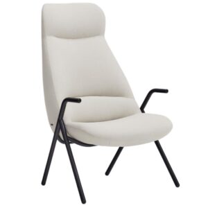 Teulat Vysok&eacute; b&iacute;l&eacute; křeslo Dins s kovovou podnož&iacute;