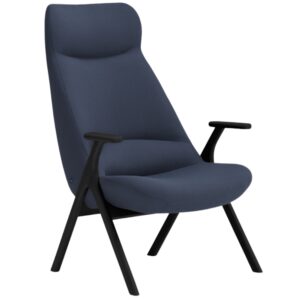 Teulat Vysok&eacute; modr&eacute; křeslo Dins s černou dřevěnou podnož&iacute;