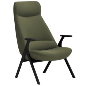 Teulat Vysok&eacute; zelen&eacute; křeslo Dins s černou dřevěnou podnož&iacute;