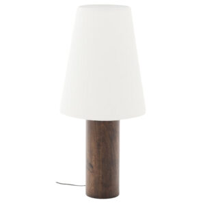 Tmav&aacute; dřevěn&aacute; stojac&iacute; lampa Kave Home Marga 110 cm