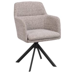 Tmavě b&eacute;žov&aacute; čalouněn&aacute; otočn&aacute; j&iacute;deln&iacute; židle ROWICO GLADSTONE