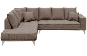 Tmavě b&eacute;žov&aacute; l&aacute;tkov&aacute; rohov&aacute; pohovka DEVICHY Chloe 288 cm