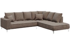 Tmavě b&eacute;žov&aacute; l&aacute;tkov&aacute; rohov&aacute; pohovka DEVICHY Chloe 288 cm