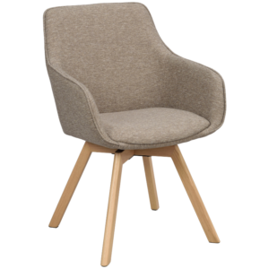 Tmavě b&eacute;žov&aacute; otočn&aacute; j&iacute;deln&iacute; židle ROWICO ALISON s př&iacute;rodn&iacute; podnož&iacute;