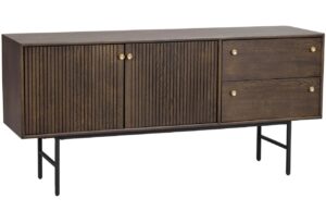 Tmavě hněd&aacute; dubov&aacute; komoda ROWICO CLEARBROOK 160 x 42 cm