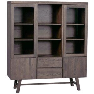 Tmavě hněd&aacute; dubov&aacute; vitr&iacute;na ROWICO BROOKLYN 150 x 130 cm