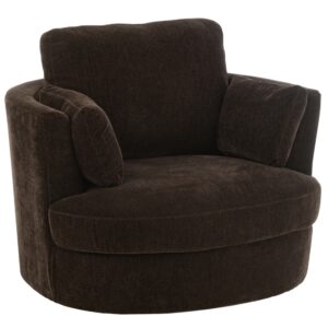 Tmavě hněd&eacute; čalouněn&eacute; otočn&eacute; křeslo J-line Swirl