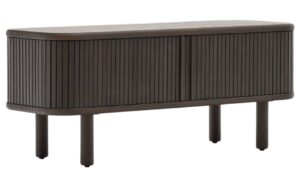 Tmavě hněd&yacute; dřevěn&yacute; TV stolek Kave Home Mailen 120 x 40 cm