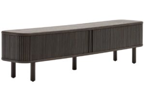 Tmavě hněd&yacute; dřevěn&yacute; TV stolek Kave Home Mailen 200 x 40 cm