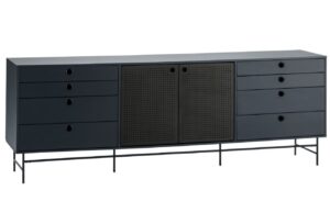 Tmavě modr&aacute; lakovan&aacute; komoda Teulat Punto 212 x 47 cm