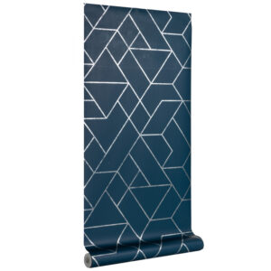 Tmavě modr&aacute; tapeta na zeď Kave Home Gea 10 x 0