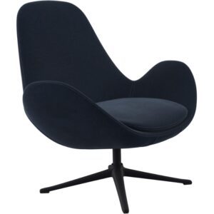 Tmavě modr&eacute; sametov&eacute; lounge křeslo FLEXLUX GHOST LOW