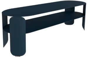 Tmavě modr&yacute; kovov&yacute; zahradn&iacute; konferenčn&iacute; stolek Fermob Bebop 120 x 40 cm