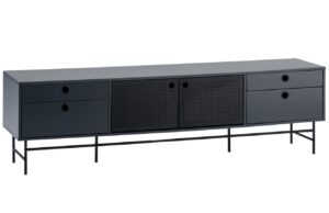 Tmavě modr&yacute; lakovan&yacute; TV stolek Teulat Punto 180 x 40 cm