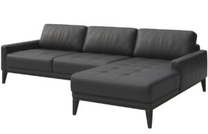 Tmavě &scaron;ed&aacute; kožen&aacute; rohov&aacute; pohovka MESONICA Musso Tufted