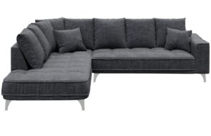 Tmavě &scaron;ed&aacute; l&aacute;tkov&aacute; rohov&aacute; pohovka DEVICHY Chloe 288 cm