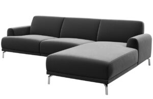 Tmavě &scaron;ed&aacute; rohov&aacute; sametov&aacute; pohovka MESONICA Puzo