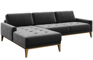 Tmavě &scaron;ed&aacute; sametov&aacute; rohov&aacute; pohovka MESONICA Musso Tufted