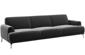 Tmavě &scaron;ed&aacute; tř&iacute;m&iacute;stn&aacute; sametov&aacute; pohovka MESONICA Puzo 240 cm