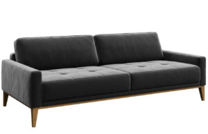 Tmavě &scaron;ed&aacute; trojm&iacute;stn&aacute; sametov&aacute; pohovka MESONICA Musso Tufted 211 cm