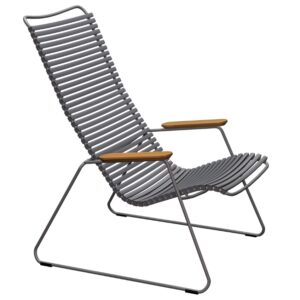 Tmavě &scaron;ed&eacute; plastov&eacute; zahradn&iacute; lounge křeslo HOUE Click