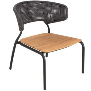 Tmavě &scaron;ed&eacute; zahradn&iacute; křeslo No.101 Mindo s teakov&yacute;m sed&aacute;kem