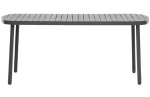 Tmavě &scaron;ed&yacute; kovov&yacute; zahradn&iacute; j&iacute;deln&iacute; stůl Kave Home Joncols 180 x 90 cm