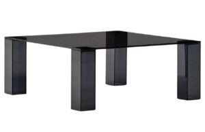 Tmavě &scaron;ed&yacute; skleněn&yacute; konferenčn&iacute; stolek Kave Home Adularia 85 x 85 cm