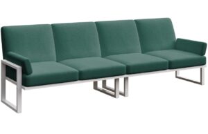 Tmavě zelen&aacute; čtyřm&iacute;stn&aacute; zahradn&iacute; pohovka MESONICA Soledo s b&iacute;lou podnož&iacute; 270 cm