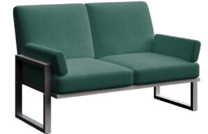 Tmavě zelen&aacute; dvoum&iacute;stn&aacute; zahradn&iacute; pohovka MESONICA Soledo s antracitovou podnož&iacute; 140 cm