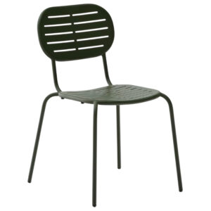 Tmavě zelen&aacute; kovov&aacute; zahradn&iacute; židle Kave Home Brai